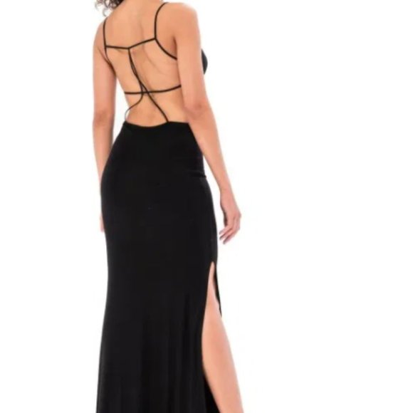 Kikiriki STRAPS OPEN BACK BLACK LONG DRESS XS/S - Picture 3 of 6